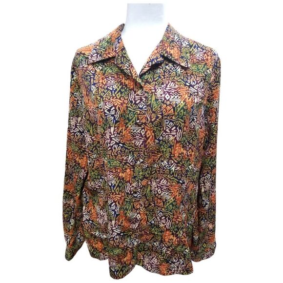Christie & Jill Vintage Blouse Multicolored Eclectic Abstract Size 16 - Picture 7 of 7